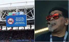 На стадионах ЧМ-2018 нельзя курить, но Марадона не видел запрета из-за дыма сигары