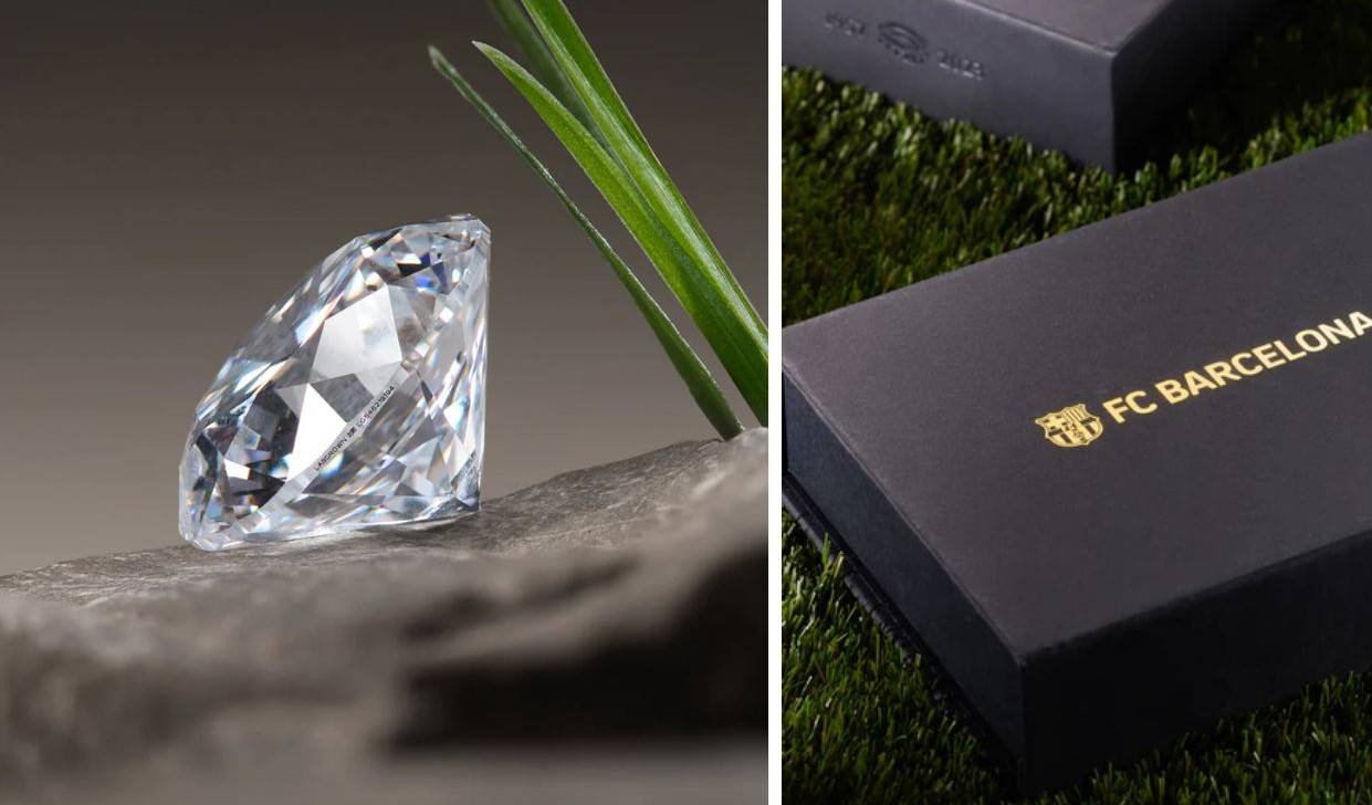 Барселона продает бриллианты, изготовленные из травы Камп Ноу