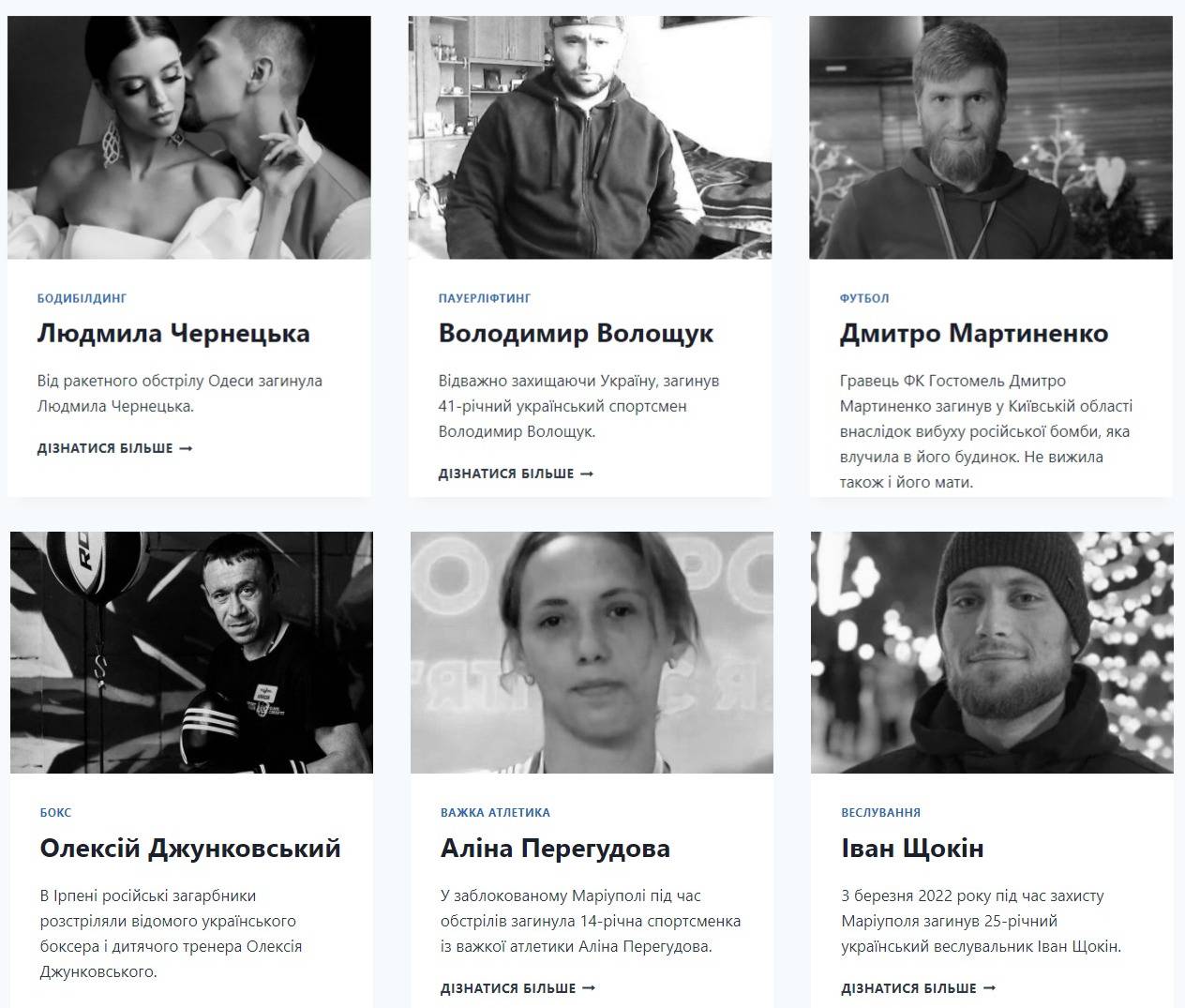 В Україні з'явився сайт, на якому публікуються імена усіх загиблих у війні спортсменів