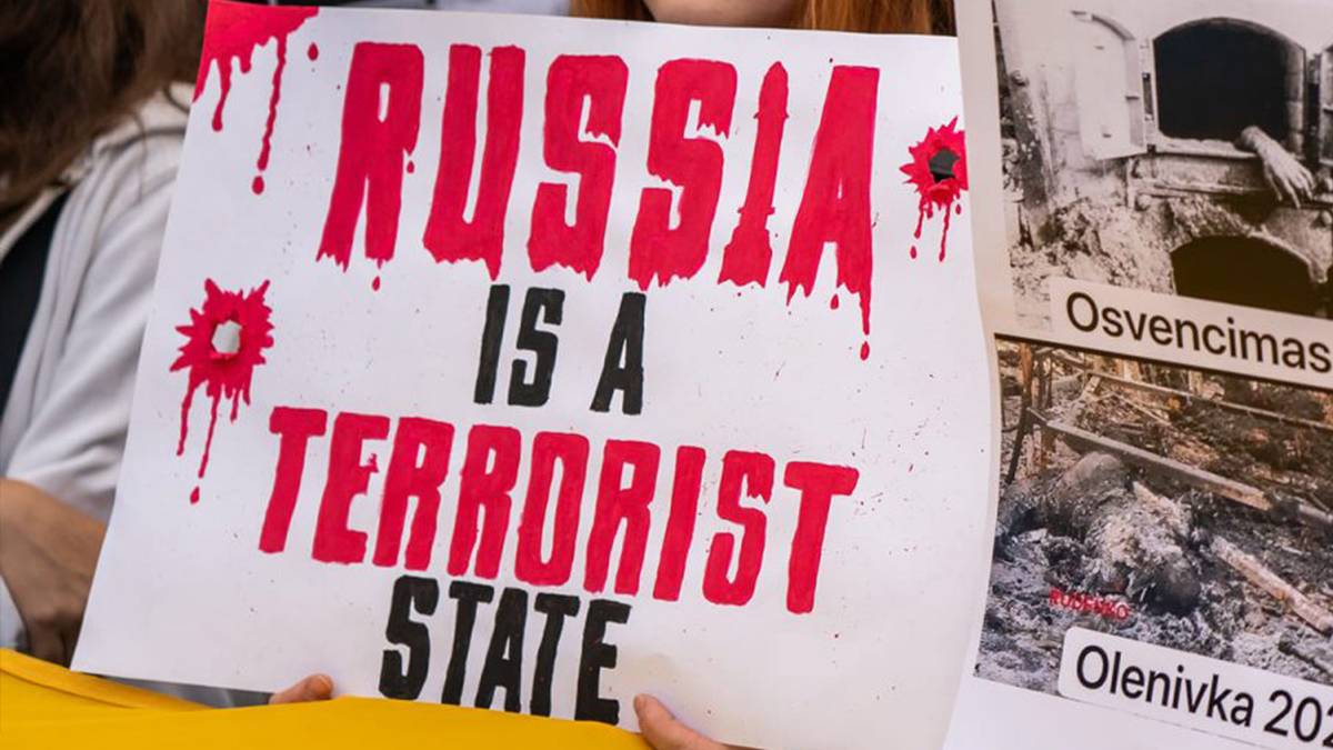Russia is a terrorist state плакат росія тероризм