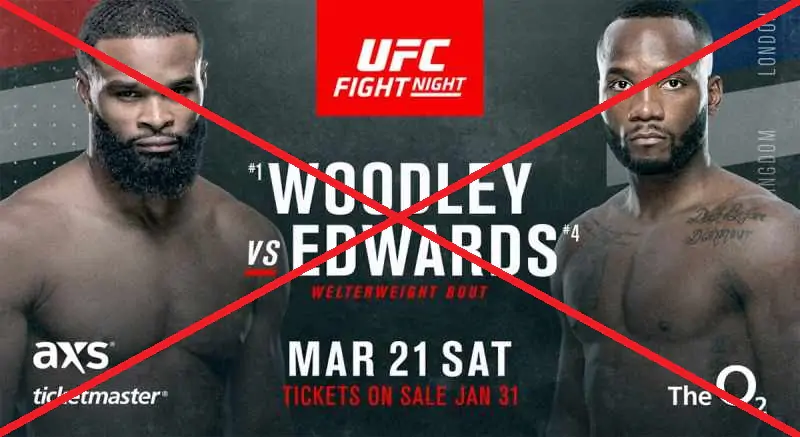 Бой Вудли – Эдвардс и остальные поединки UFC Fight Night 171 отменены