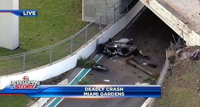 Трагическая авария возле трассы Формулы-1 в Майами с летальным исходом.