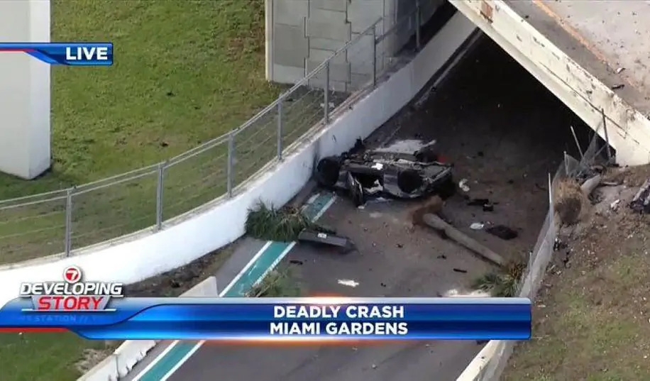 Трагическая авария возле трассы Формулы-1 в Майами с летальным исходом.
