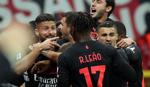 Гол Жиру помог «Милану» одержать минимальную победу и возглавить таблицу Серии А 